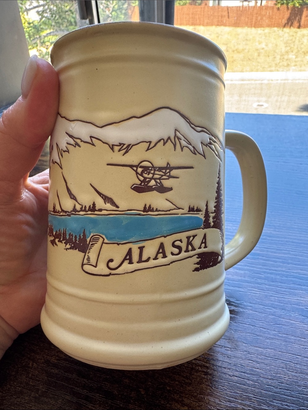 Alaska Scenic Ceramic Mug - Cream with Blue Accent